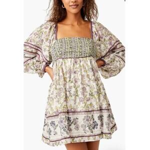 Free People Endless Afternoon Print Long‎ Sleeve Minidress - S